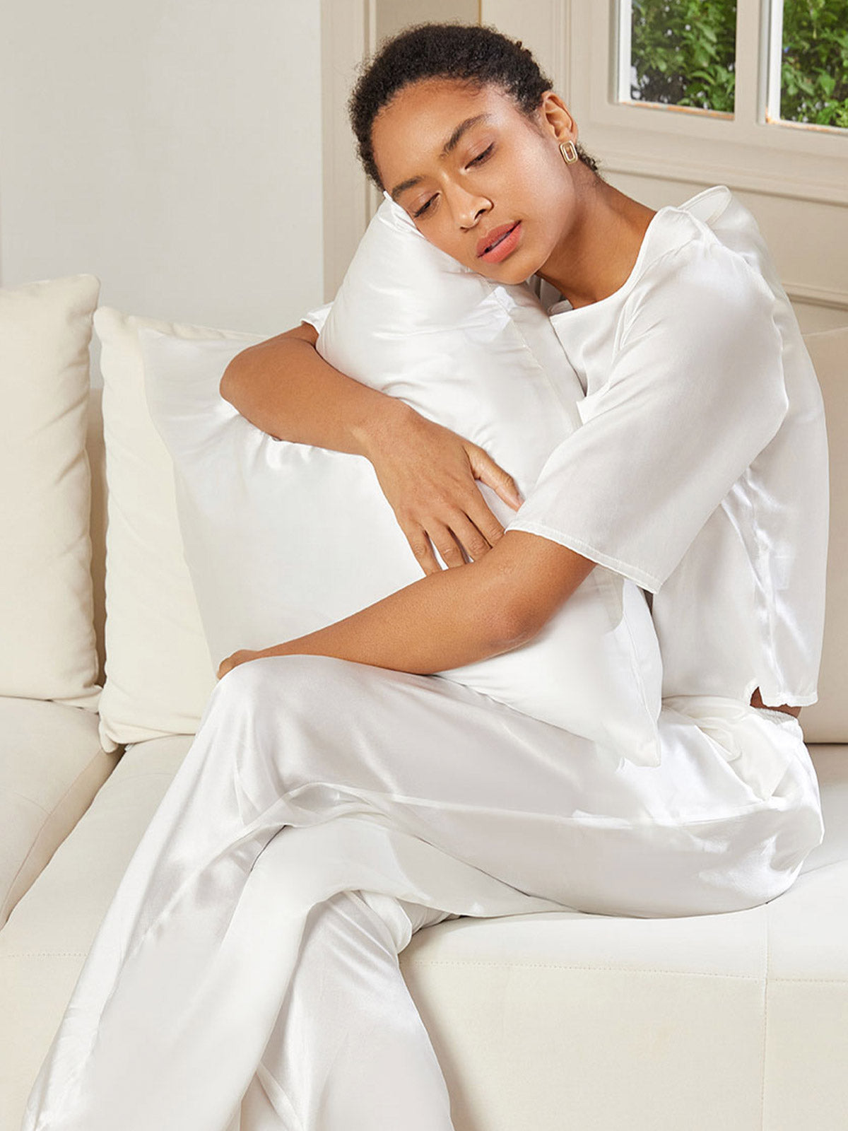 SilkSilky FR 19Momme Pure Soie Pillowcase Blanc 002