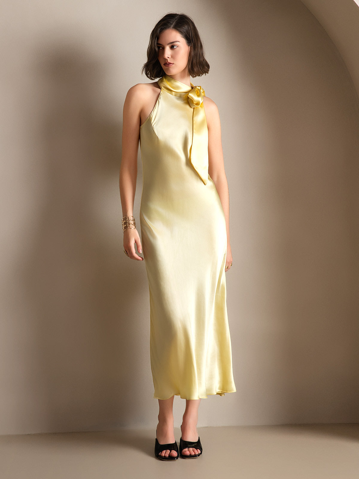 [Jaune Clair] SilkSilky-FR 19Momme Soie Dress 001