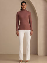 [Cameo Rose] SilkSilky-FR Long Sleeve Turtle Neck Femme T-Shirt 007