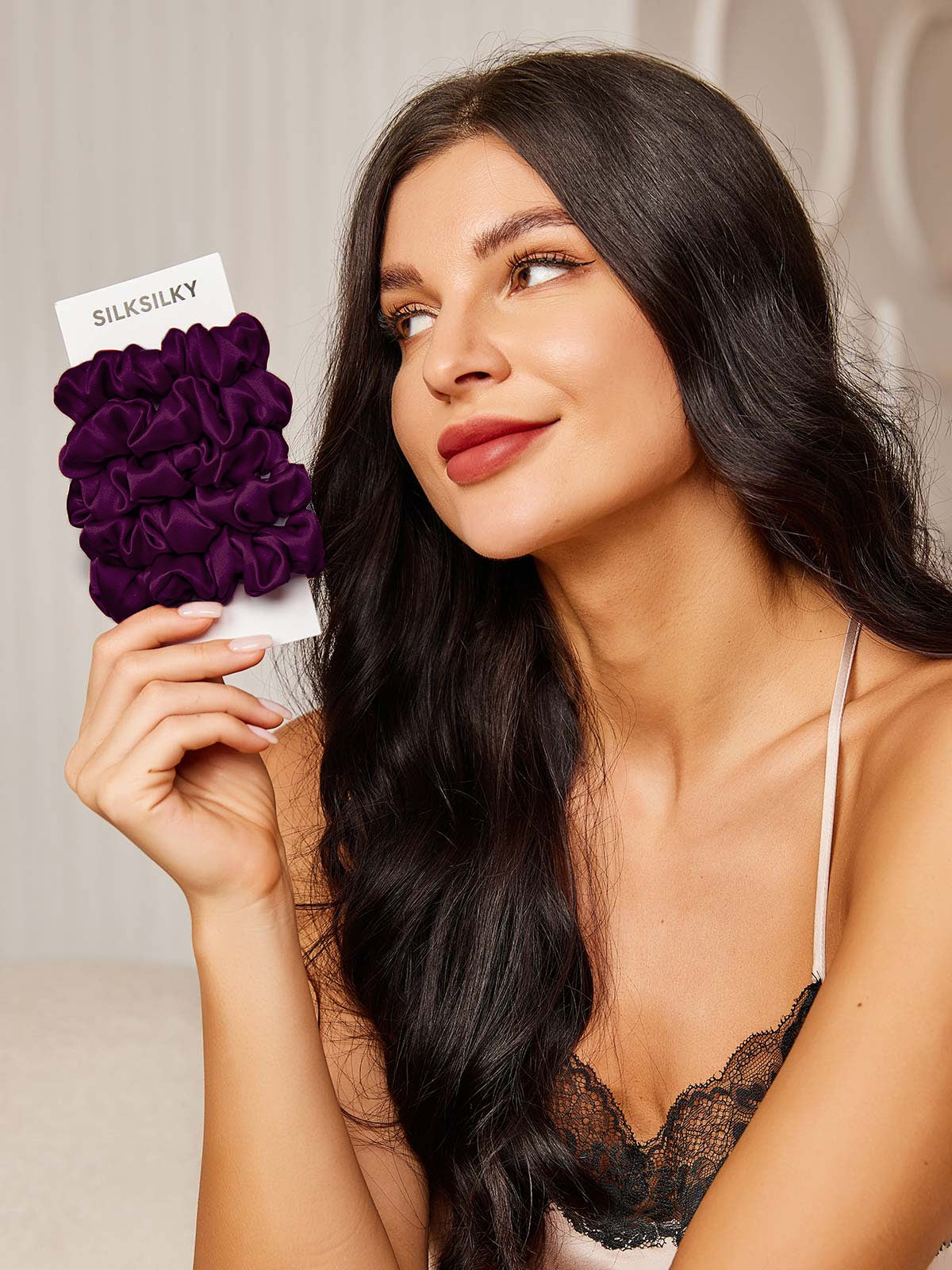 [Violet Foncé] SilkSilky-FR 19Momme Pure Soie Scrunchie 001