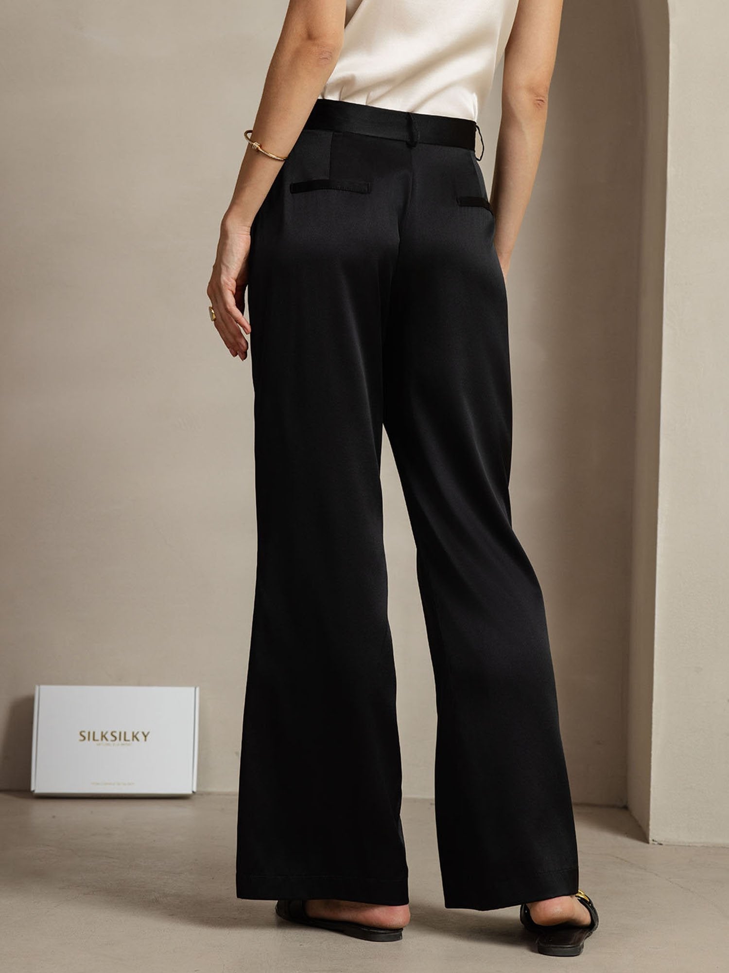 [Noir] SilkSilky-FR 19Momme Soie Womens Pants 002