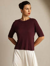 [Vin De Windsor] SilkSilky-FR Half Sleeve Crew Neck Femme T-Shirt 001