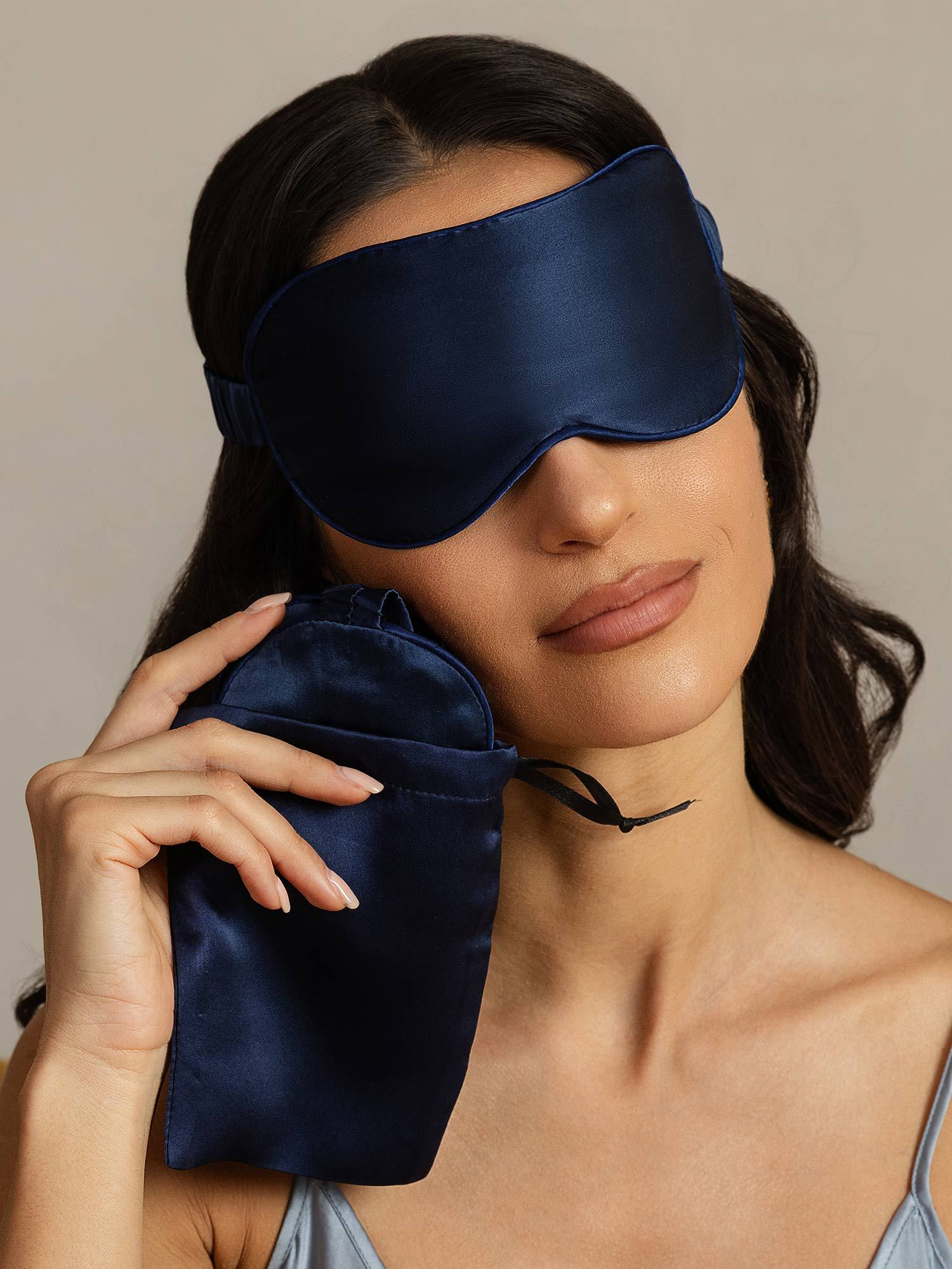 [BleuFoncé] SilkSilky-FR Soie Eye Mask 002