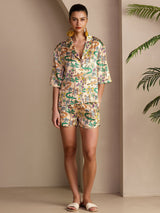 [Crocodile Sable] SilkSilky-FR Short Sleeve Notch Collar Femme Pyjamas 006