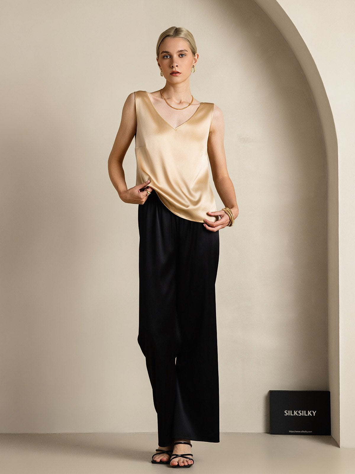 [Champagne] SilkSilky-FR 19Momme Soie Camisoles 006