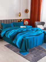 [Bleu Royal] SilkSilky-FR 19Momme Parure de Lit Soie 001