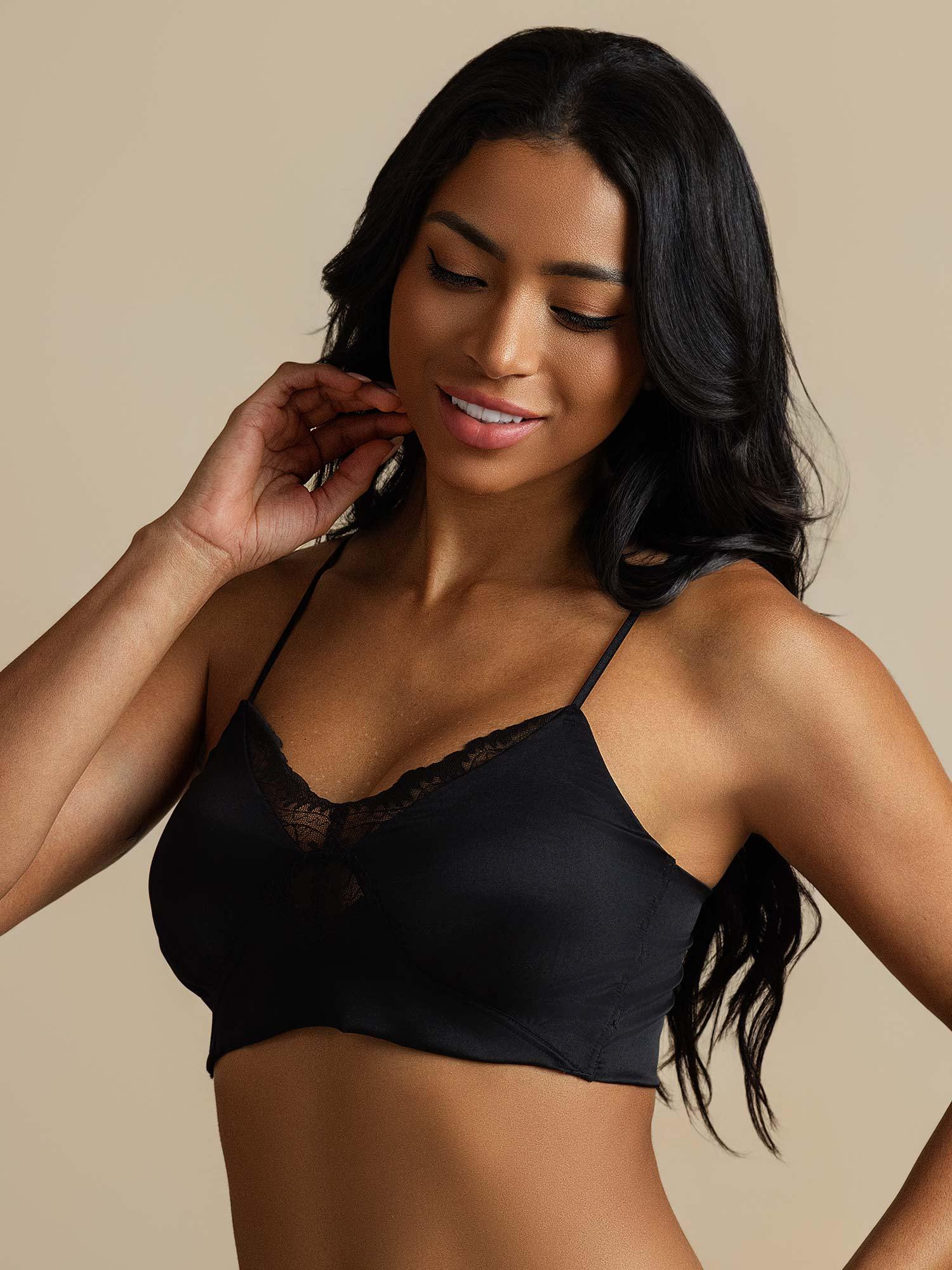 [Noir] SilkSilky-FR Soie Bra 006