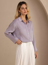 [Violette] SilkSilky-FR Long Sleeve Lapel Collar Blouse 004