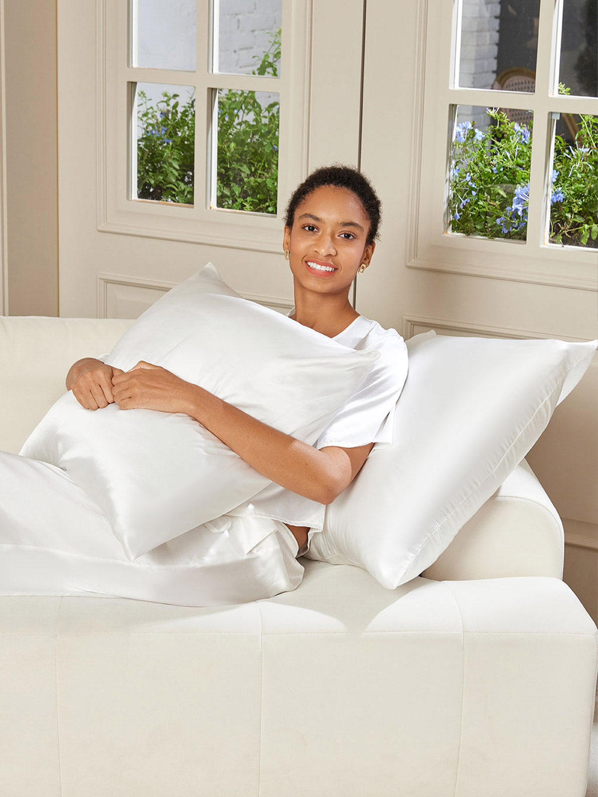 SilkSilky-FR 19Momme Pure Soie Pillowcase Blanc 003