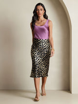 [Leopard] SilkSilky-FR 19Momme Pure Soie Skirt 009,