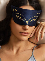[Bleu Foncé] SilkSilky-FR Soie Eye Mask 001