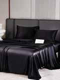 SilkSilky FR 22Momme Pure Soie Bedding Set Noir 005