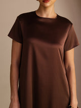[Chocolat Noir] SilkSilky-FR Short Sleeve Round Neck Robes 005