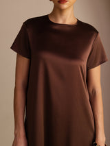 [Chocolat Noir] SilkSilky-FR Short Sleeve Crew Neck Robes 005