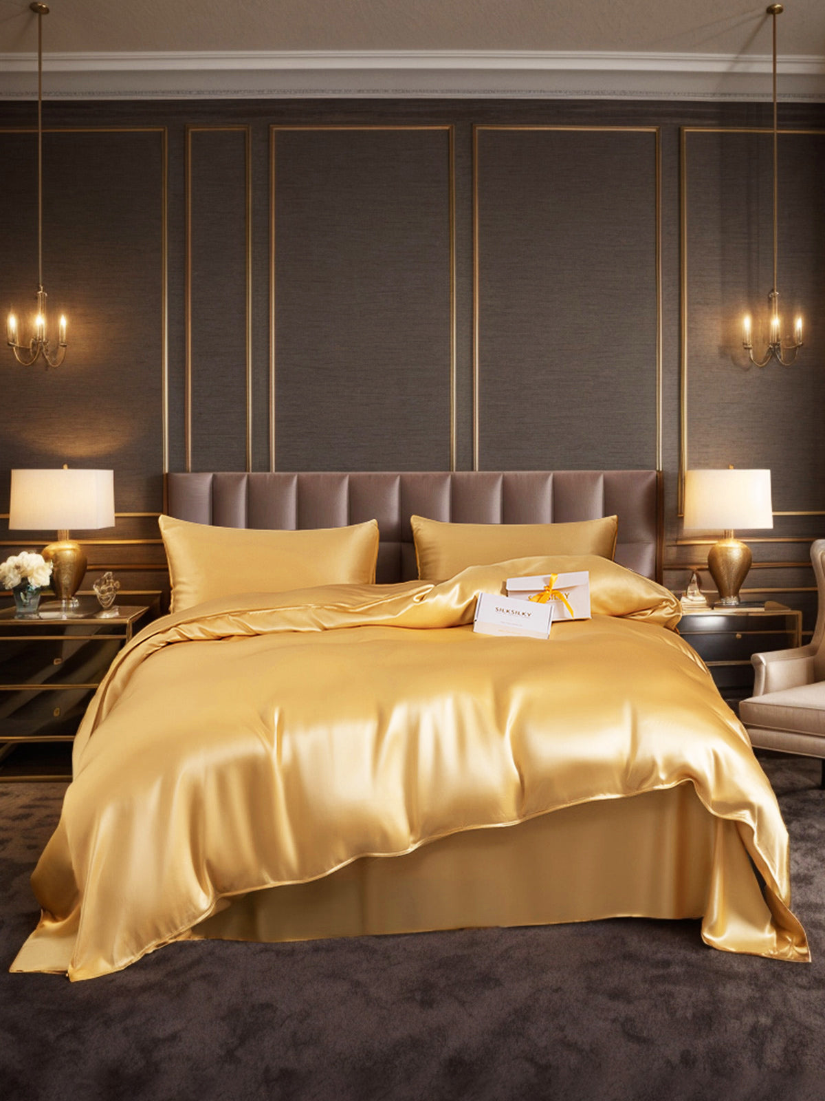 [Champagne] SilkSilky-FR 19Momme Pure Soie Bedding Set 001