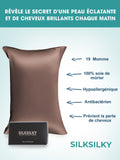 SilkSilky-FR 19Momme Pure Soie Pillowcase Brun 002