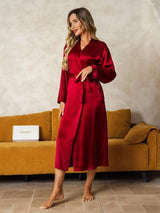 [Rouge Vineux] SilkSilky-FR Long Sleeve Femme Peignoir 004