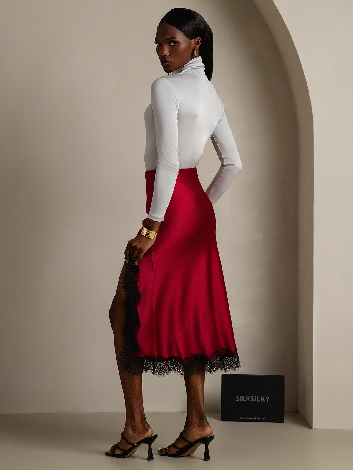 SilkSilky-FR 19Momme Soie Skirt RougeVineux 002