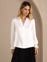 [Blanc] SilkSilky-FR Long Sleeve Blouse 003