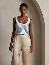 [Bleu Clair] SilkSilky-FR Sleeveless Top À Fines Brides 003