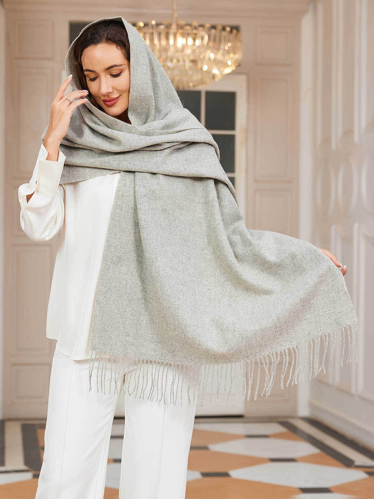 [Gris Clair] SilkSilky-FR Laine Scarf 003