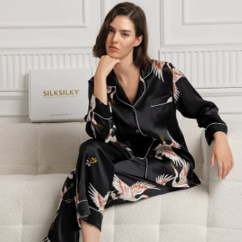 [Noir] SilkSilky-FR Soie Nightgown 001