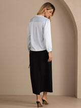 [Bleu Clair] SilkSilky-FR Long Sleeve Blouse 002