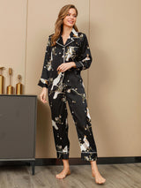 [Noir] SilkSilky-FR Pure Soie Womens Pajamas 003