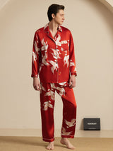 [Rouge Vineux] SilkSilky-FR Long Sleeve Lapel Collar Homme Pyjamas 001