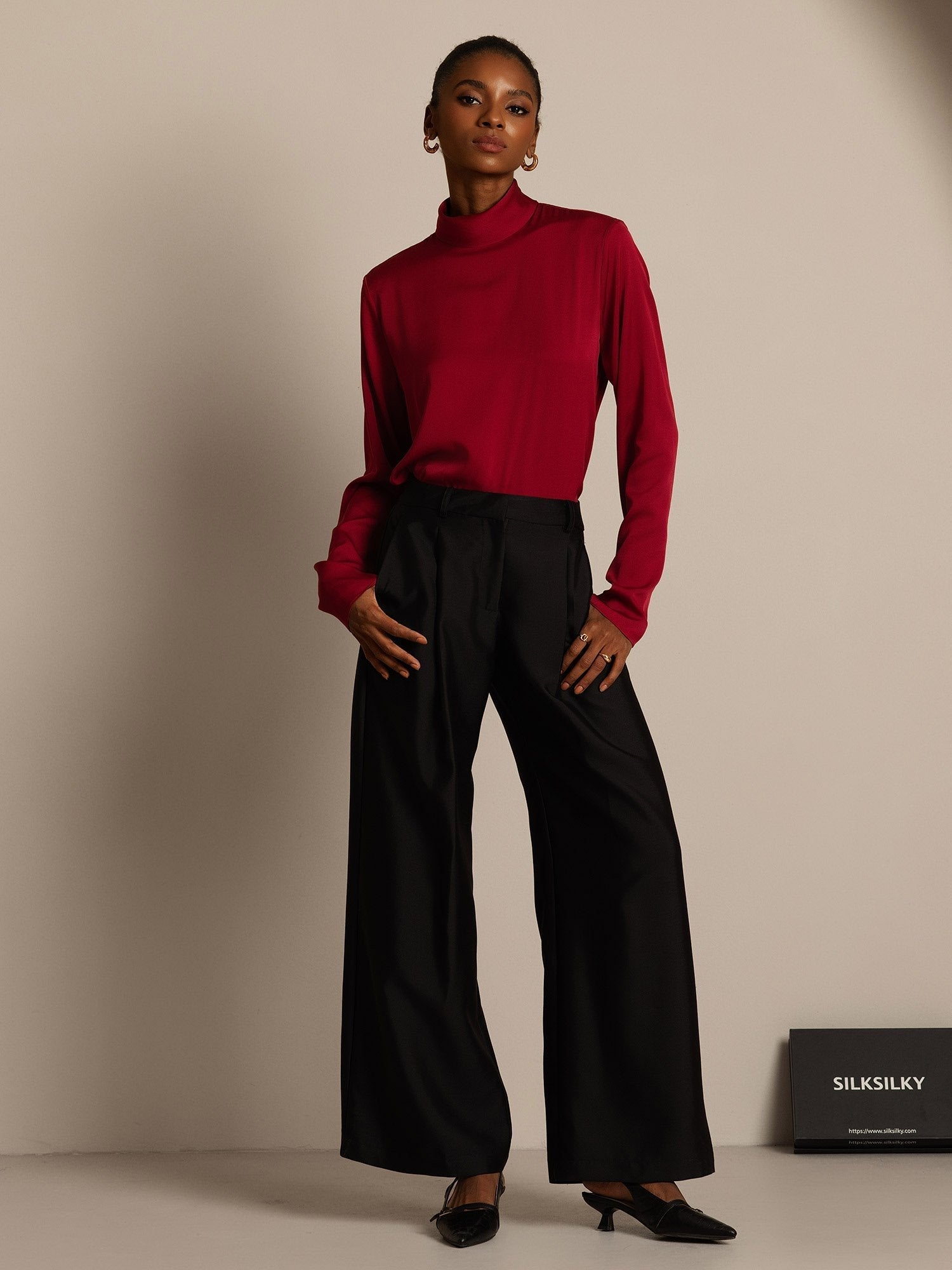 [Noir] SilkSilky-FR 32Momme Soie Womens Pants 005,