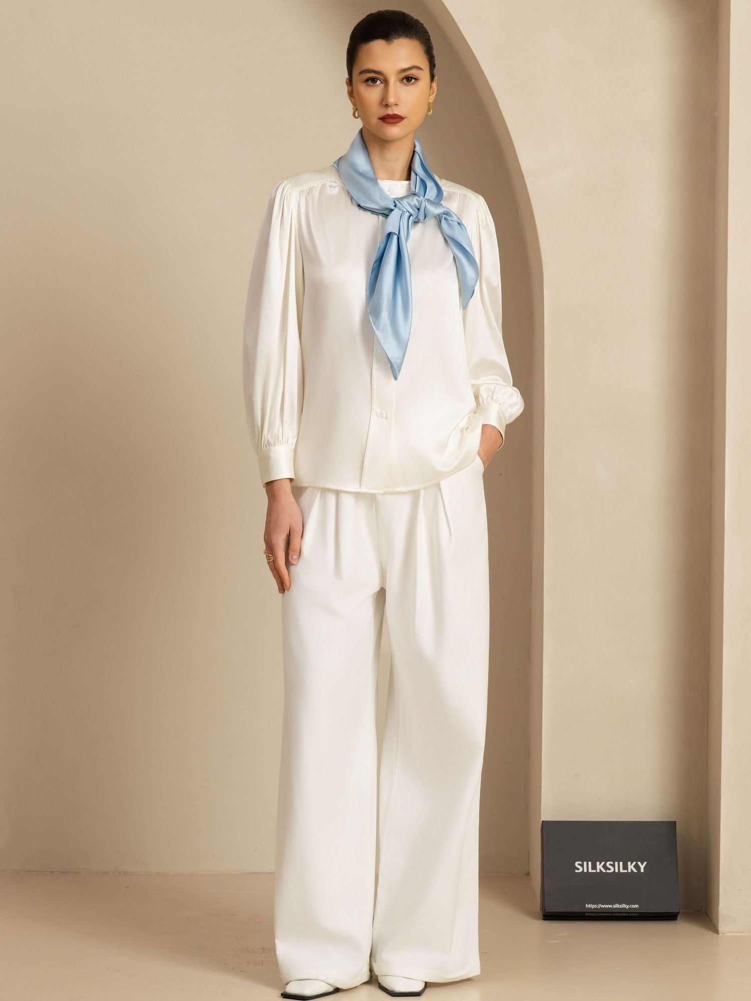 [BleuClair] SilkSilky-FR Soie Scarf 003