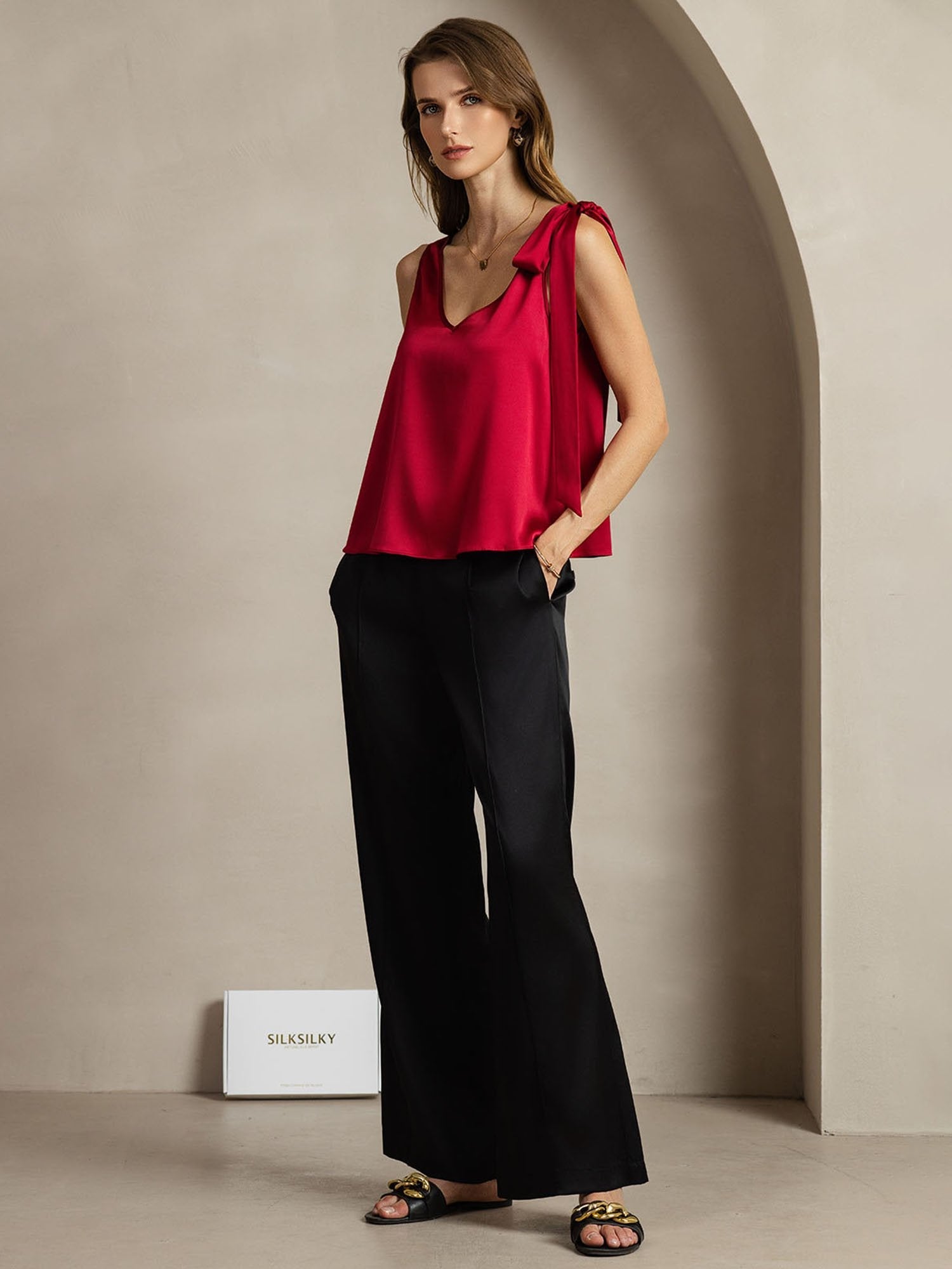 [Rouge Vineux] SilkSilky-FR 19Momme Soie Womens T-Shirt 003