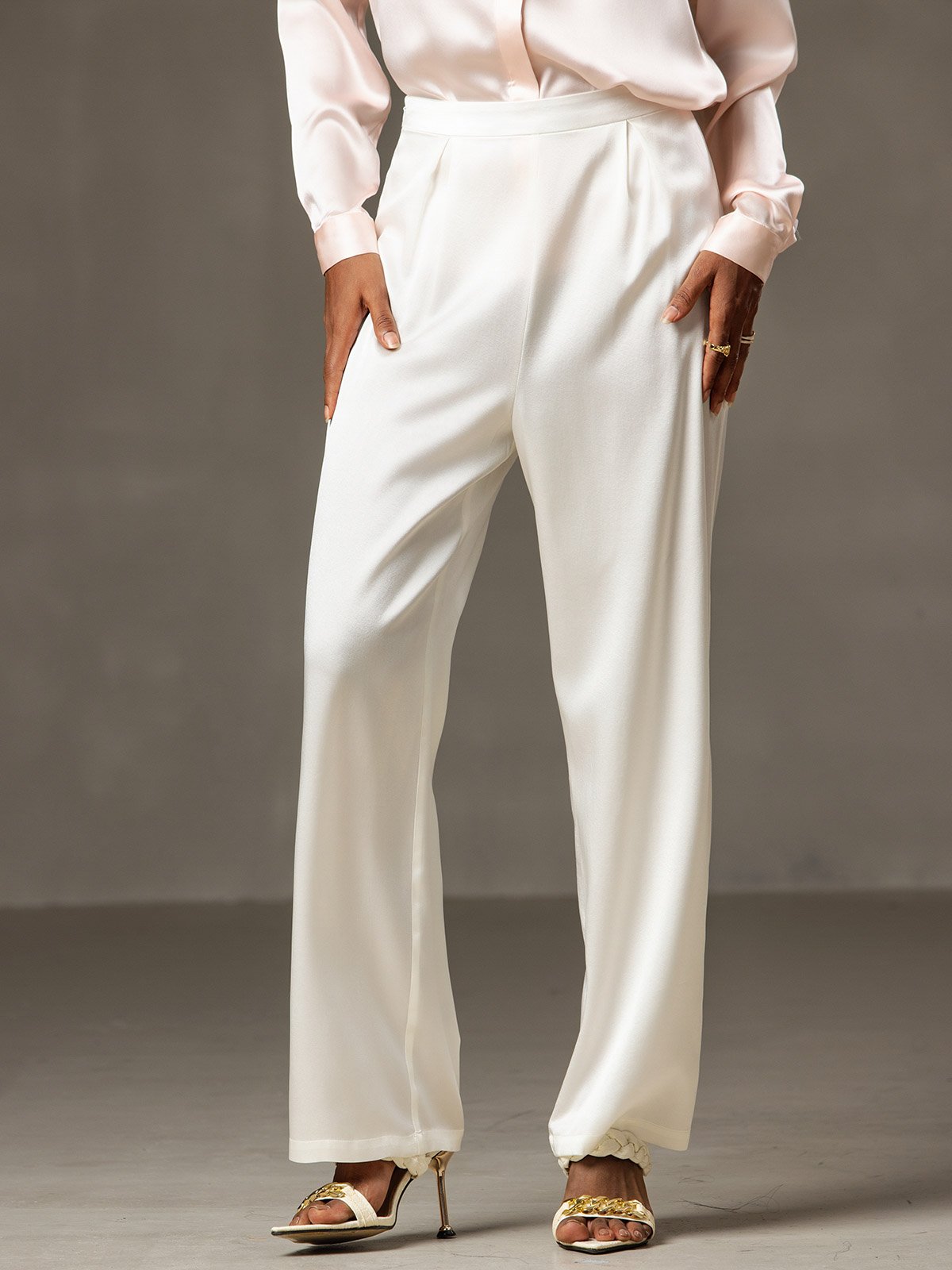 [Blanc] SilkSilky-FR 19Momme Soie Womens Pants 001