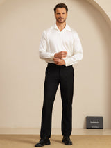 [Blanc] SilkSilky-FR 19Momme Manches longues Col à Revers Homme Chemise 008
