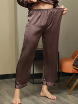 [Café] SilkSilky-FR Pure Soie Mens Sleep Bottoms 005,
