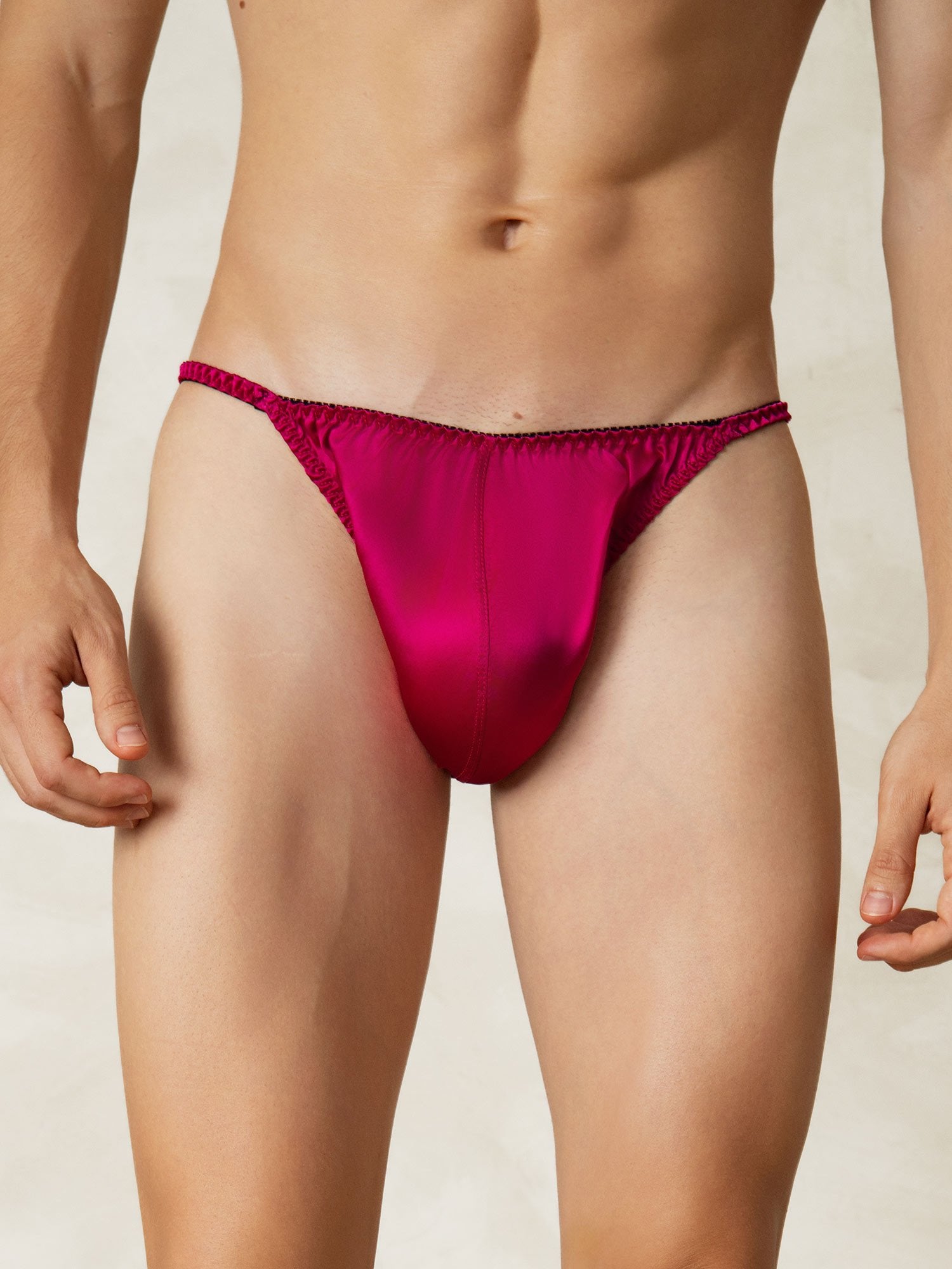 [Fuchsia] SilkSilky-FR Soie Mens Underwear 004