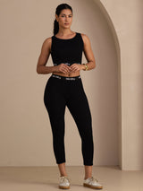 [Noir] SilkSilky-FR Sleeveless Crew Neck Women's Outfit Sets 008