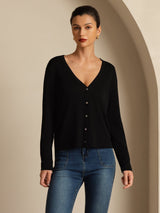 [Noir] SilkSilky-FR Long Sleeve Cardigan Femme 001