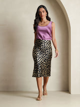 [Leopard] SilkSilky-FR 19Momme Pure Soie Skirt 006,