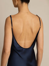 [Bleu Foncé] SilkSilky-FR Sleeveless Col en U Robes 005