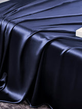 [Bleu Foncé] SilkSilky-FR Parure de Lit Soie 005