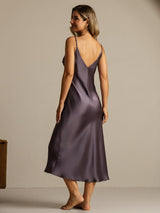 [Gris Pourpre] SilkSilky-FR Sleeveless V Neck Chemises de nuit 002