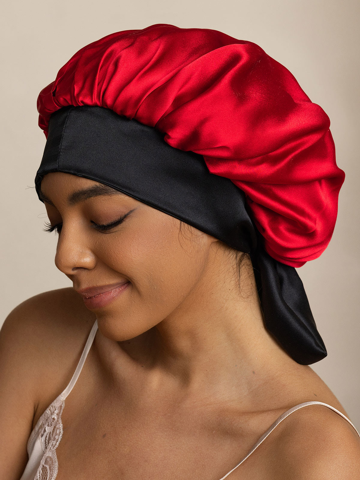 SilkSilky-FR Pure Soie Sleep Cap RougeVineux 002