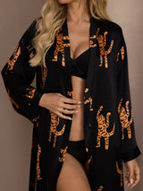 [Tigre Noir] SilkSilky-FR Long Sleeve Femme Peignoir 004