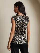 [Leopard] SilkSilky-FR 19Momme Soie Col Rond Femme T-Shirt 002