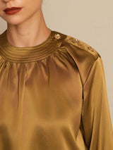 [Bronze] SilkSilky-FR 19Momme Manches longues Col Rond Blouse 005