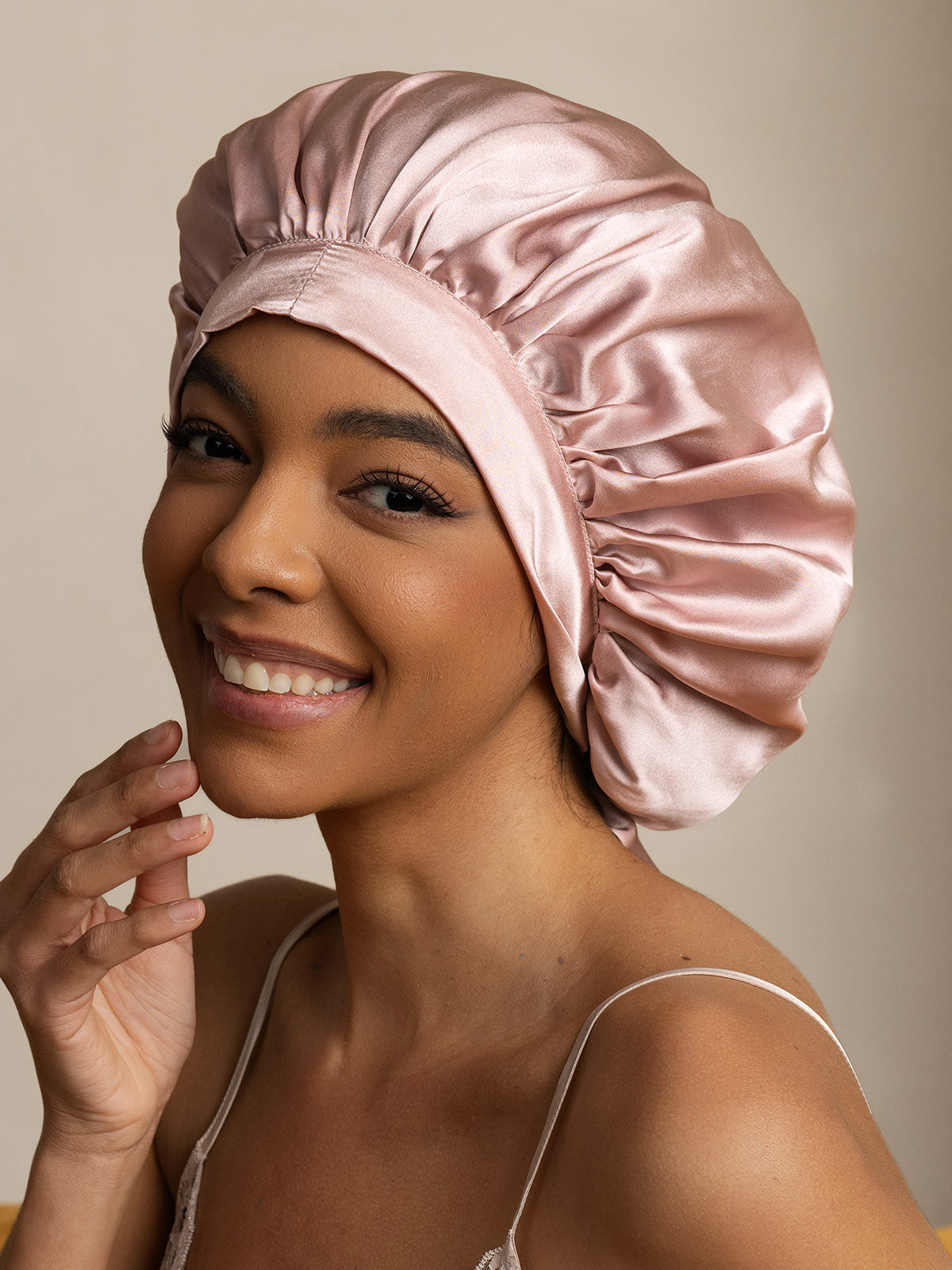 [Rose] SilkSilky-FR Pure Soie Sleep Cap 005