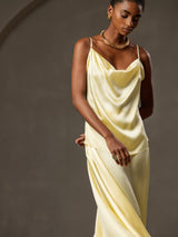 [Jaune] SilkSilky-FR Spaghetti Strap Cowl Neck Top À Fines Brides 001