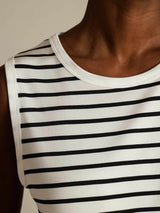 [Rayure Blanche] SilkSilky-FR Sleeveless Round Neck Top À Fines Brides 004