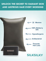 [Gris Foncé] SilkSilky-FR 22Momme Pure Soie Pillowcase 003